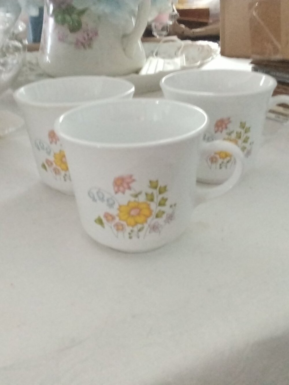 3 Corelle by Corning Meadow Floral Coffee Mugs